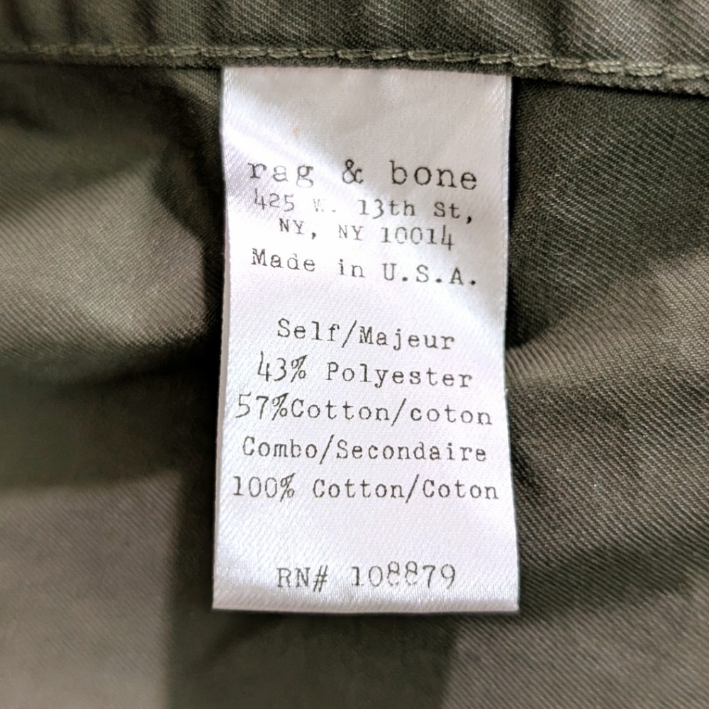 Rag & Bone Military Field Jacket Olive Green XXL Made in USA - Picture 8 of 9